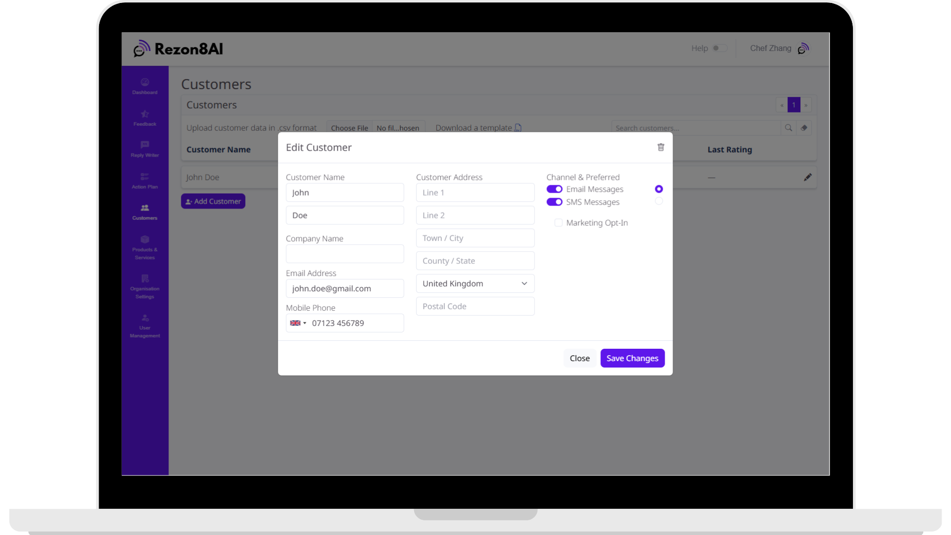 Organisation Details Screenshot