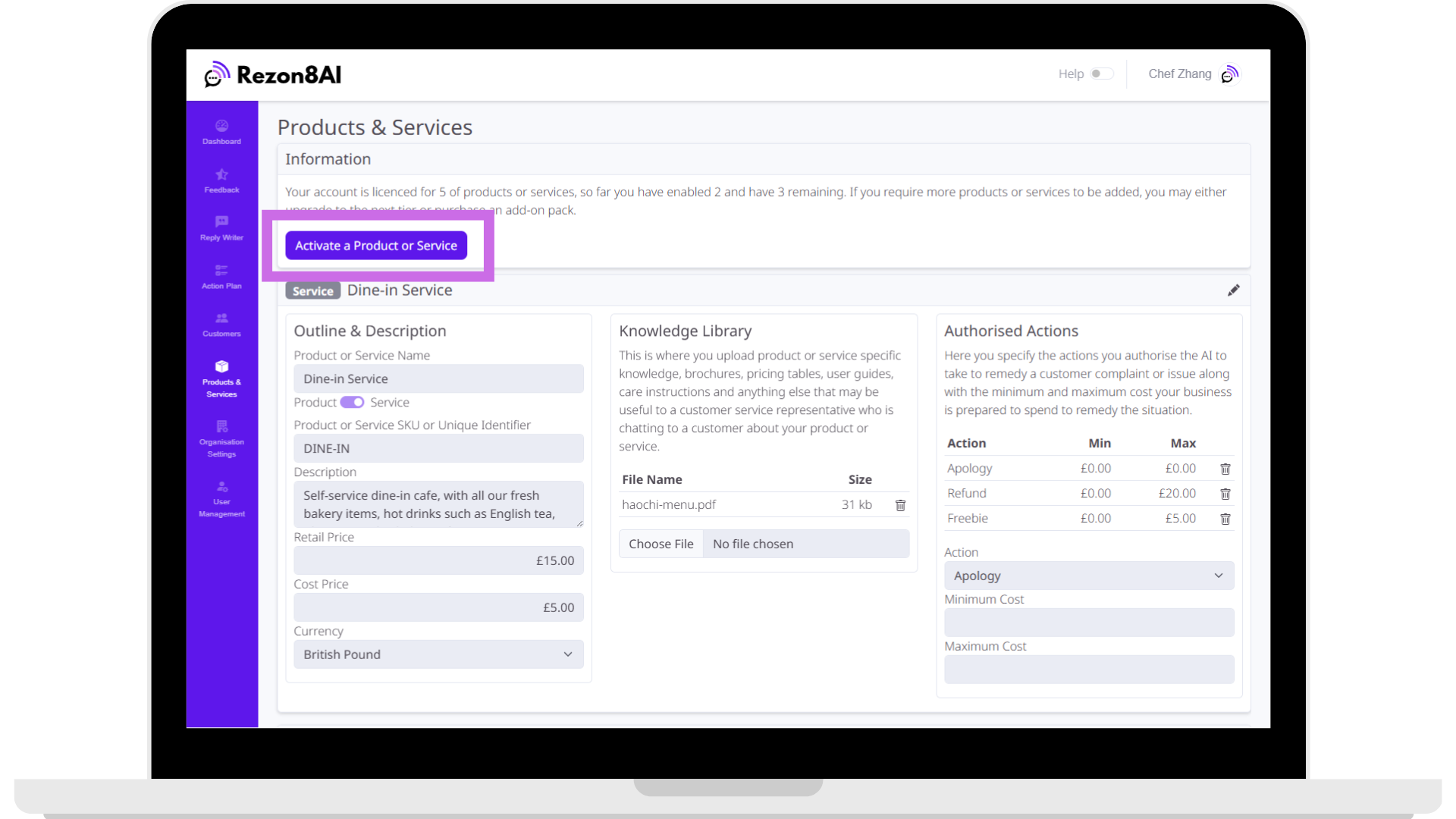 Organisation Details Screenshot