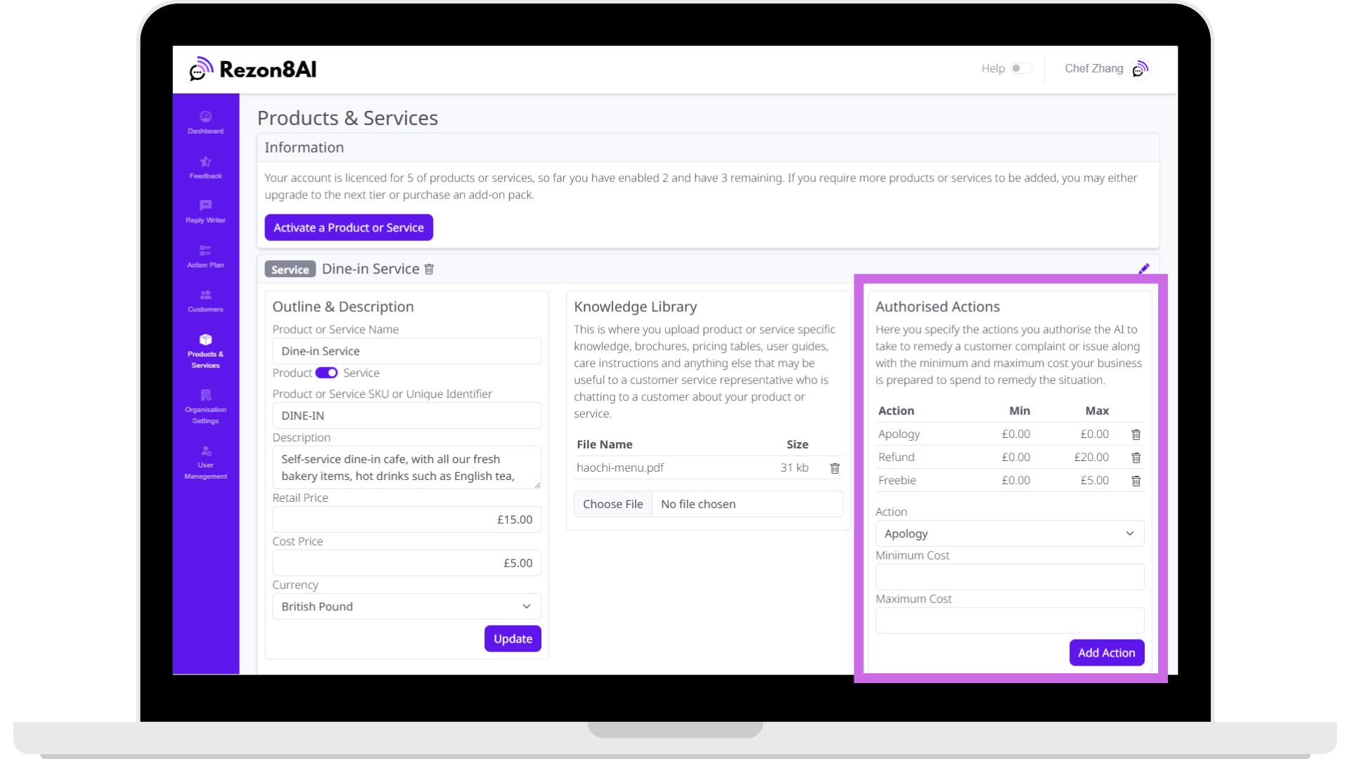 Organisation Details Screenshot